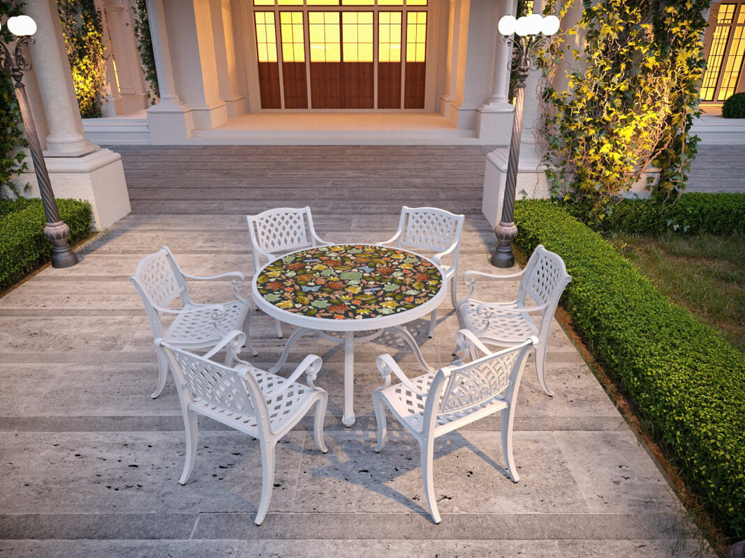 Aluminum Table Set With Mosaic Ceramic Surface